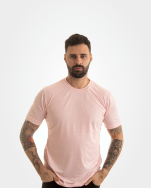 Camiseta rosa bebê 100% algodão