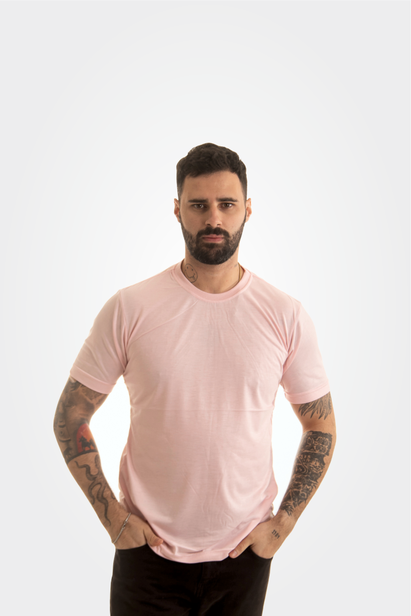 Camiseta rosa bebê 100% algodão
