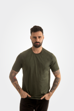 Camiseta verde musgo 100% algodão