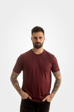 Camiseta bordô 100% algodão