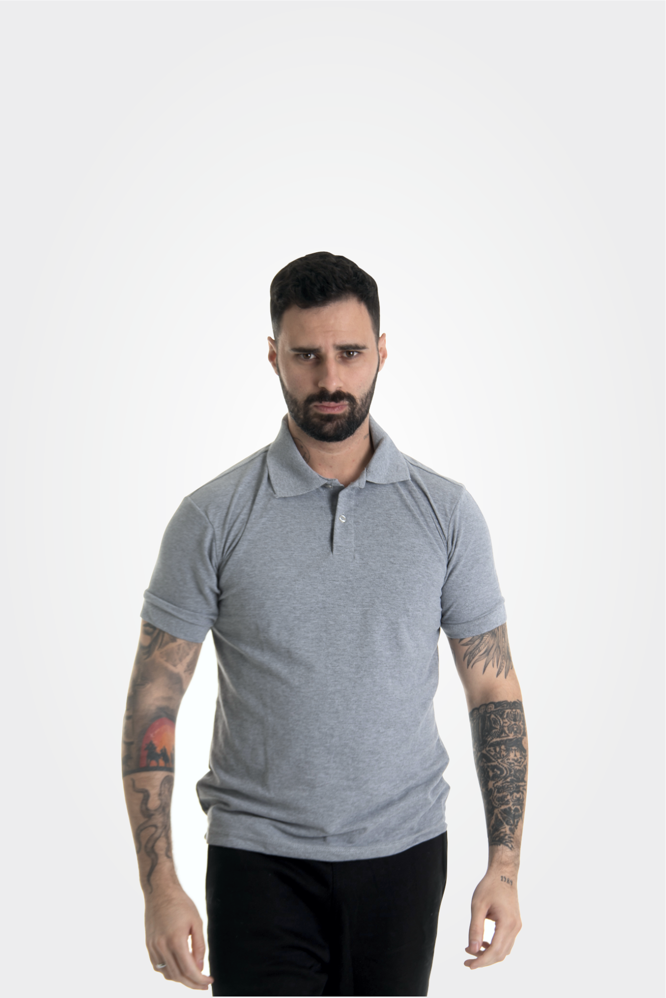 Polo masc. cinza mescla