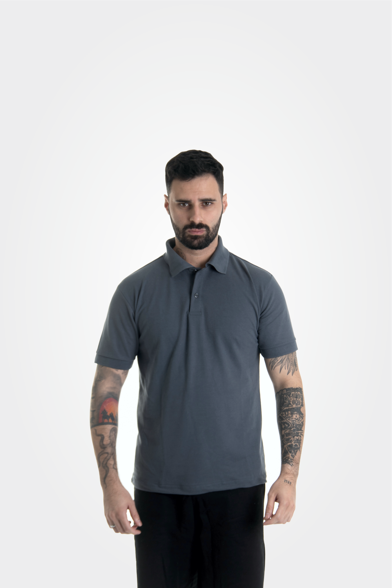 Polo masc. cinza chumbo