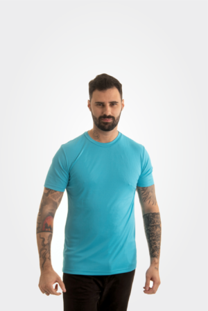 Camiseta azul turquesa 100% algodão
