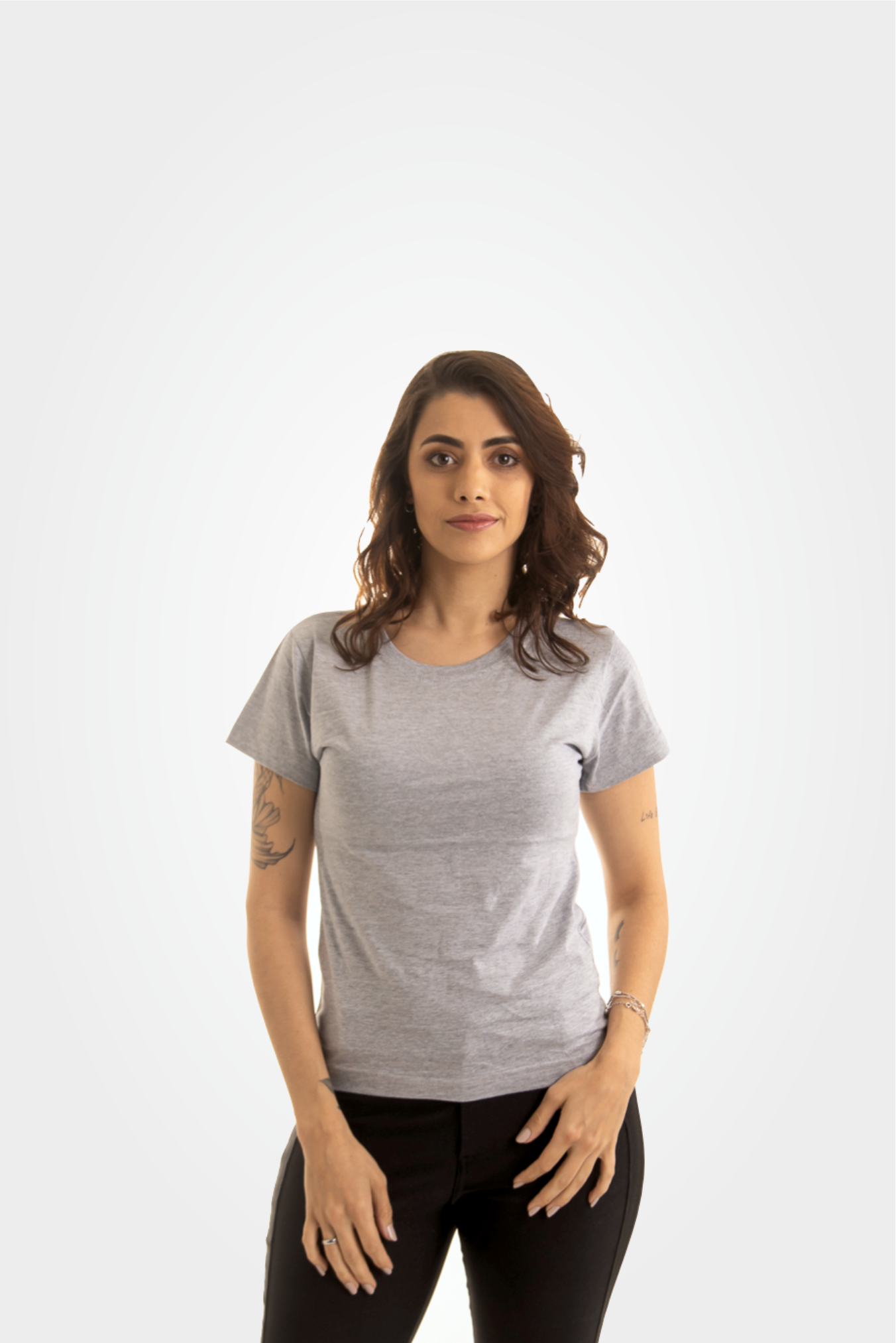 Baby look cinza mescla 100% algodão