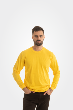 Manga longa 100% algodão amarela