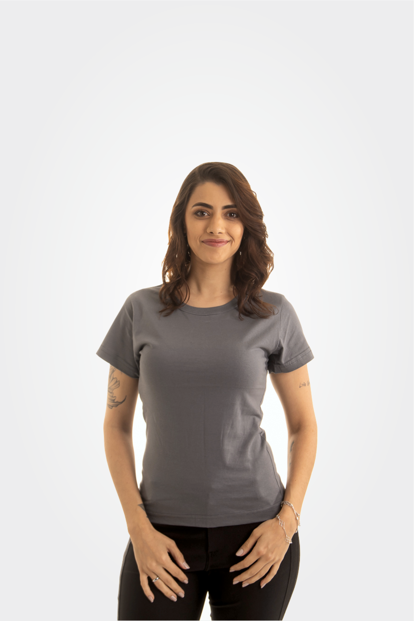 Baby look cinza chumbo 100% algodão