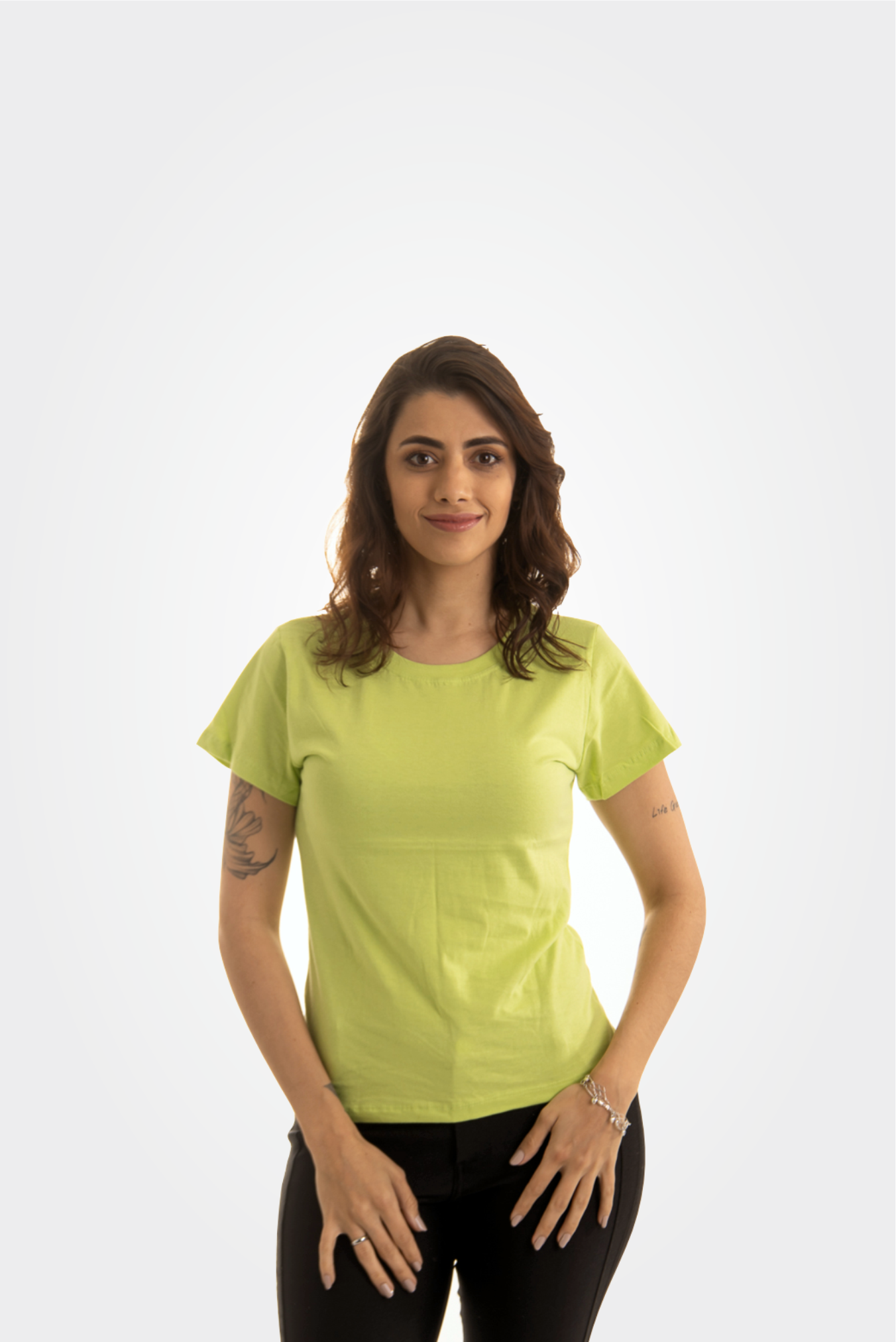 Baby look verde limão 100% algodão