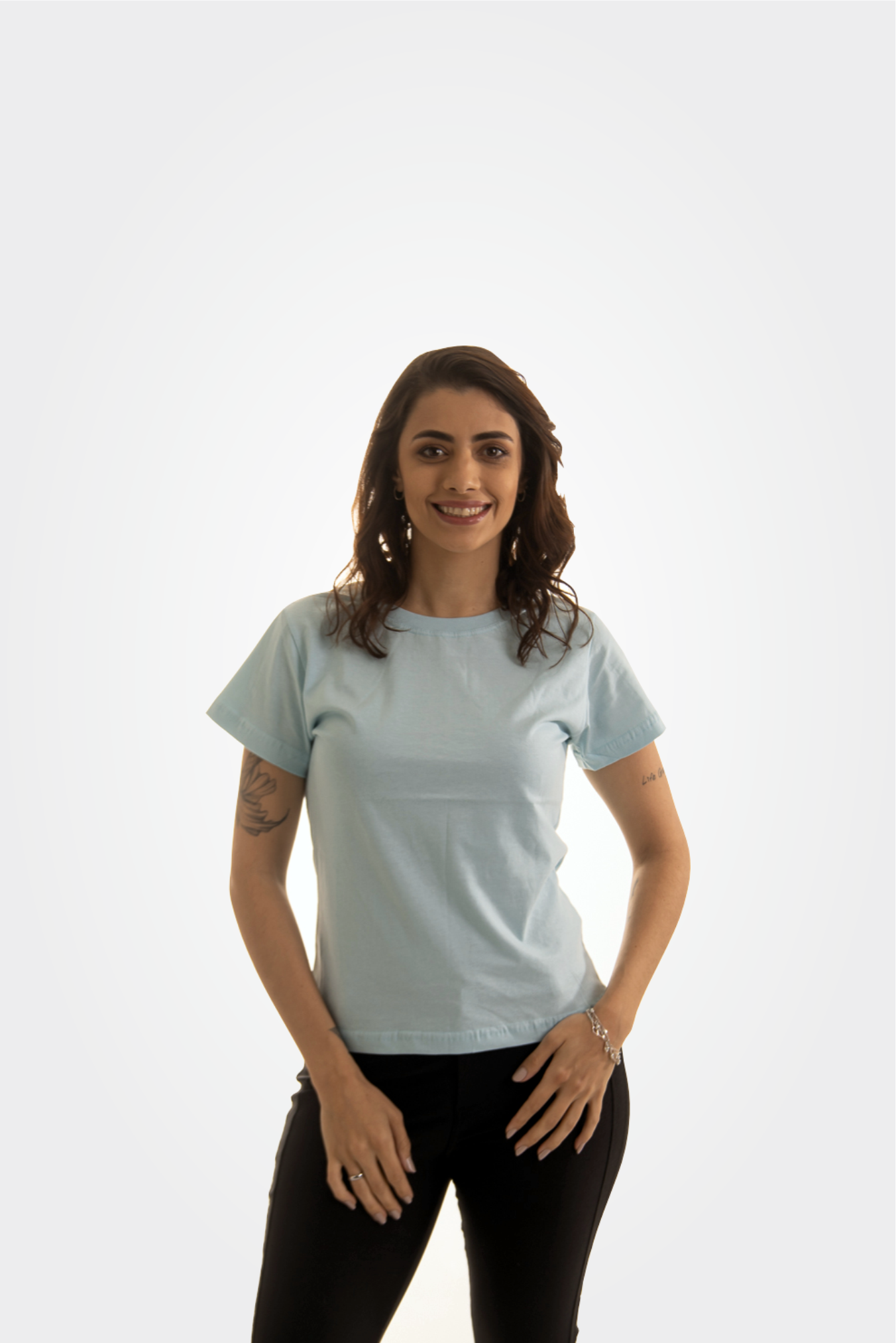 Baby look azul bebê 100% algodão