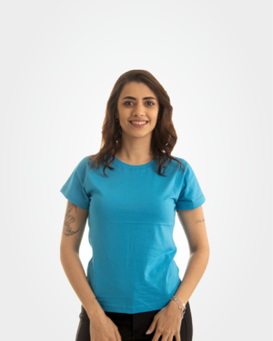 Baby look azul turquesa 100% algodão