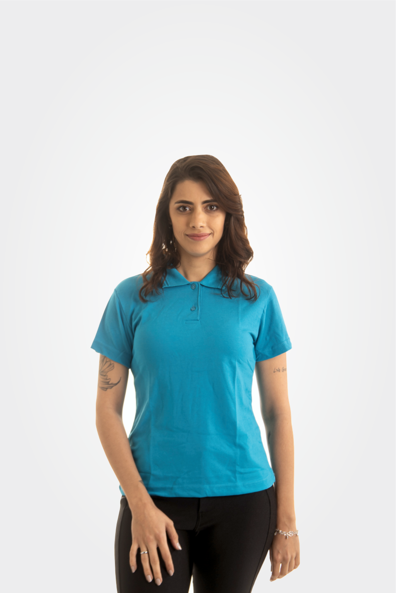 Polo fem. azul turquesa